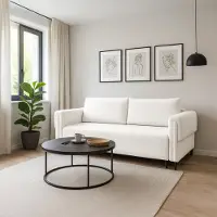 Imoebel 24 Sofa ADEL, Wohnzimmer, modernes Schlafsofa Couch 3-Sitzer Sofa freistehendes Polstersofa Bettkasten 231 cm Schlaffunktion Creme Marcello 20
