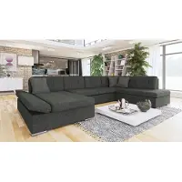 Mirjan 24 Ecksofa Bergen mit Bettkasten, Regulierbare Armlehnen, U-Form Schlafsofa vom Hersteller, Wohnlandschaft (Lux 06 + Lux 06 + Lux 05, Ecksofa: Links)
