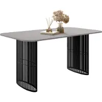 Mirjan 24 Tisch Arcadia, Esszimmer Tisch, Beine aus Stahl (Farbe: Schwarz / Hellgrau)