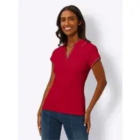 HEINE Kurzarmshirt "Shirt", Damen, Gr. 36, rot, 95% Baumwolle, 5% Elasthan, unifarben, V-Ausschnitt, Shirts Kurzarmshirt