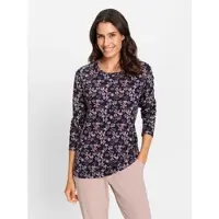 Inspirationen Print-Shirt "Shirt", Damen, Gr. 42, blau (marine, rosenquarz, bedruckt), 50% Baumwolle, 50% Modal, bedruckt, geblümt, gemustert, mehrfarbig, Rundhals, Shirts Print-Shirt