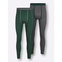 Wäschepur Lange Unterhose WÄSCHEPUR, Herren, Gr. 8, 2 Stk., grün (anthrazit, moos), 100% Baumwolle, Unterhosen Lange Unterhose