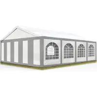 TOOLPORT Hochwertiges Partyzelt 5x8 m Pavillon Zelt ca. PE Plane 450 N Gartenzelt Festzelt Bierzelt Wasserdicht grau-weiß