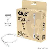 Club 3D CLUB3D USB 80Gbps Certified 240W 8K240Hz Type-C 1.2m / 3.94ft White Cable, 1,2 m, USB C, USB C, USB4 Gen 2x2, 80 Gbit/s, Weiß