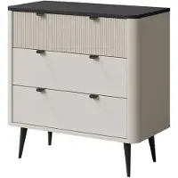 Mirjan 24 Sideboard 3S MARLY REG 11, Kommode mit drei Schubladen, Schwarze Metallfüße (Farbe: Cashmere / Cashmere + Steingrau)