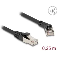 DeLOCK RJ45 Netzwerkkabel Cat.8.1 S/FTP Stecker 45° nach rechts gewinkelt zu Stecker gerade bis 40 Gbps 0,25 m schwarz, 0,25 m, Cat8.1, S/FTP (S-STP), RJ-45, RJ-45, Schwarz