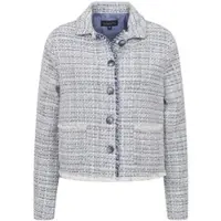 Bugatti Kurzblazer , Damen, Gr. 46, blau (340, blaugrau), 42% Polyacryl, 35% Polyester, 20% Baumwolle, 3% Viskose, unifarben, normal, gerader Abschluss, Blazer Kurzblazer, mit Knopfleiste