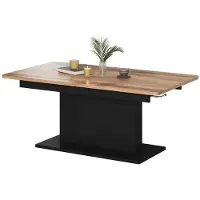 Feldmann-Wohnen 2in1 Couchtisch Busetti 126-167x70x56-74cm Esstisch höhenverstellbar ausziehbar Farbe wählbarEiche Wotan / schwarz