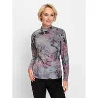 Classic Dog Stehkragenshirt CLASSIC "Winter-Shirt", Damen, Gr. 42, rosa (steingrau, altrosa, bedruckt), 96% Polyester, 4% Elasthan, gemustert, mehrfarbig, Shirts Stehkragenshirt