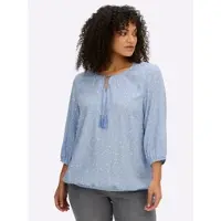 Sheego Schlupfbluse , Damen, Gr. 54, blau (bleu, ecru, bedruckt), 100% Viskose, geblümt, gemustert, Rundhals, Blusen Schlupfbluse