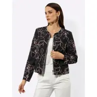 Création L Lyocell-Viskose-Blazer in schwarz-burgund-gemustert | Gr.: 42