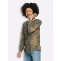 HEINE Druckbluse in khaki-camel-bedruckt | Gr.: 44
