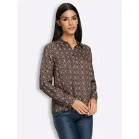 HEINE Druckbluse in schoko-rauchblau-bedruckt | Gr.: 40