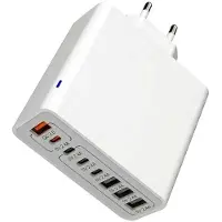Mormark 65W Handyladegerät mit 8 Anschlüssen mit intelligentem Chipschutz, USB C Handy Ladegerät aus feuerfestem Kunststoff - CHARGORA