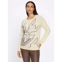HEINE Jacquardpullover "Pullover", Damen, Gr. 40, steingrau, champagner, gemustert, 45% Baumwolle, 45% Polyacryl, 10% Polyamid, gemustert, mehrfarbig, Pullover Jacquardpullover