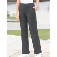 Hajo Jogginghose "Freizeithose Freizeithose mit Stay-fresh-Ausrüstung", Damen, Gr. 50, N-Gr, grau (anthrazit, meliert), Basic, gerade, Hosen Jogginghose