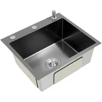 StarTech.com Küchenspüle - Einzelbecken - 50x45 cm - 201 Edelstahl schalldämmend kondenshemmend - Nano kratzfest - Einbau/Unterbau/Flachaufbau - Mit Ablaufgarnitur - Ohne Armatur - Schwarz