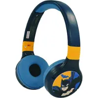 Lexibook 2-in-1 Bluetooth & kabelgebundene Kinder-Kopfhörer Batman, Stereo, Mikrofon, Lautstärkebegrenzer 85 dB, faltbar, verstellbar, wiederaufladbar