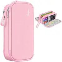 OEM Gepolst Pencil Case - Großes Etui mit 3 Fächern, Etui für Stifte, Etui für Schule und Büro (rosa)