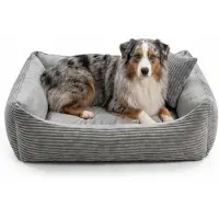 4L Textil MOLLY Hundebett aus Cord mit Rand, komplett waschbar, für kleine Hunde und Katzen, 60x40 cm, Grau