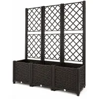 AGA Hochbeet Rattan-Optik dunkelbraun mit integriertem Spalier 120x40x135 cm MR4427