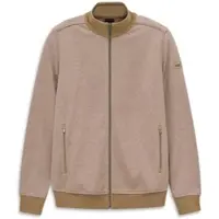 Bugatti Sweatjacke "Elegant", Herren, Gr. S, beige (40, beige), Sweatware, 60% Baumwolle, 40% Polyester, unifarben, normal, ohne Ausschnitt, Sweatjacken Sweatjacke, im Jaquard-Design Modern Fit