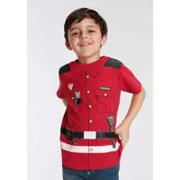 Kidsworld T-Shirt "FEUERWEHR", Jungen, Gr. 128/134, rot, Jersey, Obermaterial: 100% Baumwolle, bedruckt, Basic, Rundhals, Shirts T-Shirt, Kurzarm, Basic-Passform, bedruckt, Rundhalsausschnitt