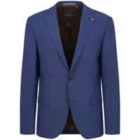 Bugatti Anzugsakko "Mix & Match", Herren, Gr. 27, blau (360, blau), 75% Wolle, 22% Polyester, 3% Elasthan, unifarben, normal, Manschette, Sakkos Anzugsakko, Modern Fit