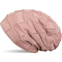 StyleBREAKER Strickmütze "Feinstrick Beanie mit Karo Strick", Herren, rosa (altrose), 100% Viskose CV., Modisch, Mützen Strickmütze