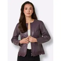 Mainpol Lederblazer "Lammnappa-Lederblazer Lederblazer", Damen, Gr. 42, lila (burgund), Elegant, Rundhals, Blazer Lederblazer