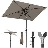 Sekey Sonnenschirm Balkon Rechteckig 200×125 cm Gartenschirm mit Balkongeländer UV50+ Kippbar Outdoor-schirm für Balkon Terrasse, Taupe