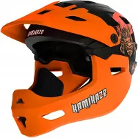 Kamikaze Kinnschutzhelm Ronin Helmet Orange S 2in1 mit abnehmbarem Kinnbügel für E-Scooter, MTB & Offroad