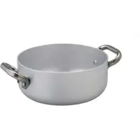 PENTOLE AGNELLI Professional Low Saucepan Ø 24, aus reinem Aluminium, geeignet für INDUKTION, 2 Griffe aus rostfreiem Stahl.