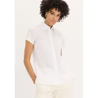 Bonprix Kurzarmbluse , Damen, Gr. 52, weiß, Obermaterial: 65% Polyester, 35% Baumwolle, regular fit, Blusen Kurzarmbluse, Regular Fit, eleganter Stil, Hemdblusenkragen