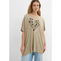 Bonprix Oversize-Passform, Kurzarm, mit dekorativem Druck, aus Viskose