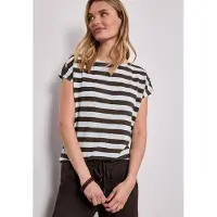Street One Shirttop Streifenmuster mit Glitzerdetails, seitliche Schlitze
