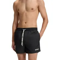 HUGO Badehose "Haiti", Herren, Gr. XL (54), N-Gr, schwarz, Microfaser, Obermaterial: 100% Polyacryl, Badehosen Badehose, mit Markenschriftzug auf der Kordel