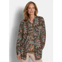 Goldner Hemdbluse "Kurzgröße Blusenshirt mit stilvollem Muster-Mix", Damen, Gr. 19, bunt (bunt, gemustert), Obermaterial: 100% Viskose CV., figurumspielend, Blusen Hemdbluse, verrdeckte Knopfleiste