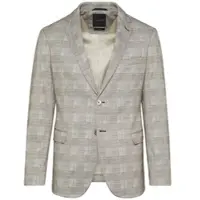 Bugatti Sakko , Herren, Gr. 58, beige, 86% Polyester, 9% Viskose, 5% Elasthan, slim fit, Manschette, Sakkos Sakko, mit Stretchanteil