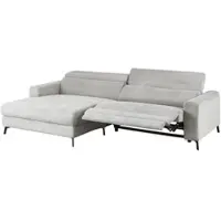 KAWOLA Sofa LAISKA Ecksofa Relaxfunktion teilmotorisch Cord hellgrau Longchair links
