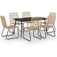 Syfax 7-tlg. Garten-Essgruppe Poly Rattan und Glas