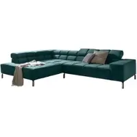 KAWOLA Sofa NELSON Ecksofa Velvet smaragd Recamiere links
