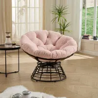 Novavision Ergonomischer Papasan-Sessel aus Rattan, 360° drehbar, für drinnen und draußen, mit weichem, dickem Kissen