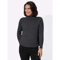 Casual Looks Stehkragenpullover "Stehkragen-Pullover", Damen, Gr. 38, grau (graphit, meliert), 100% Baumwolle, unifarben, Pullover Stehkragenpullover