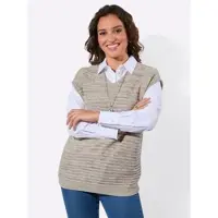 Witt Weiden Pullunder WITT "Pullunder Pullunder mit Ajourstrick-Muster", Damen, Gr. 48, beige (sand, meliert), Sportlich, V-Ausschnitt, Pullover Pullunder