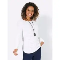 Casual Looks Strickpullover "Pullover", Damen, Gr. 40, beige (ecru), 65% Polyester, 35% Baumwolle, unifarben, Pullover Strickpullover