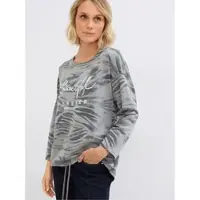 Inspirationen Rundhalsshirt "Shirt", Damen, Gr. 52, grau (hellgrau, anthrazit), 50% Baumwolle, 50% Polyester, gemustert, unifarben, Rundhals, Shirts Rundhalsshirt