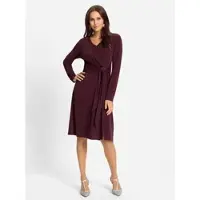 Witt Weiden Jerseykleid WITT "Jersey-Kleid Jerseykleid mit Raffungen", Damen, Gr. 52, N-Gr, burgund, Elegant, V-Ausschnitt, Kleider Jerseykleid