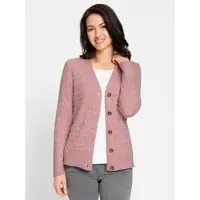 Inspirationen Strickjacke , Damen, Gr. 48, rosa (rosenquarz, meliert), 50% Viskose, 28% Polyester, 22% Polyamid, meliert, Strickjacken Strickjacke