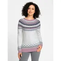 Witt Weiden Jacquardpullover "Jacquard-Pullover", Damen, Gr. 44, beige (ecru, mauve, gemustert), 61% Polyacryl, 25% Baumwolle, 14% Polyamid, gemustert, mehrfarbig, Pullover Jacquardpullover